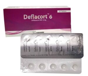 Deflacort 6mg, 10 Tablets per Strip.