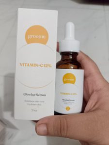Groome Glowing Serum with Vitamin-C 12% reduce hyperpigmentation dark spots bright glowing skin boost collagen hydrating all skin types 30 ml