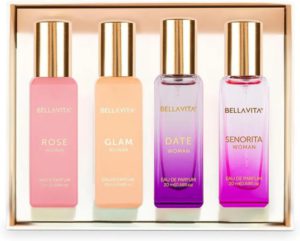 Bella Vita Luxury Woman Eau De Parfum Gift Set 4×20 ml for Women with Date, Senorita, Glam, Rose Perfume|Floral, Fruity Long Lasting EDP Fragrance Scent