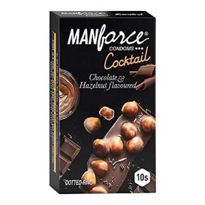Manforce Cocktail with Dotted Rings Hazelnut & Chocolate Condom – 10Pcs Pack