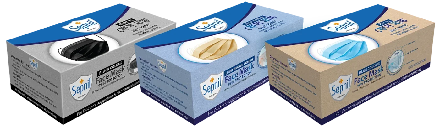 Sepnil Face Mask 50pcs Box Black color.