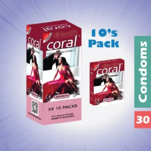 Coral Dotted Extra Time Full Box / 10’s Pack (30 Pcs)