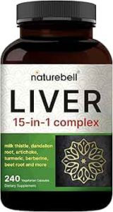 Naturebell Liver Cleanse Detox & Repair Supplement, 240 Veggie Capsules|15-in-1 Complex