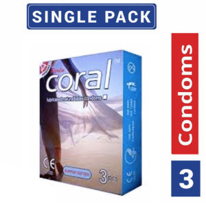 Coral-Super Dotted Lubricated Condom – 3 Pieces |
