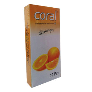 Coral Orange Flavor Lubricated Natural Latex Condom | Single 10pcs Pack Condom for Men |